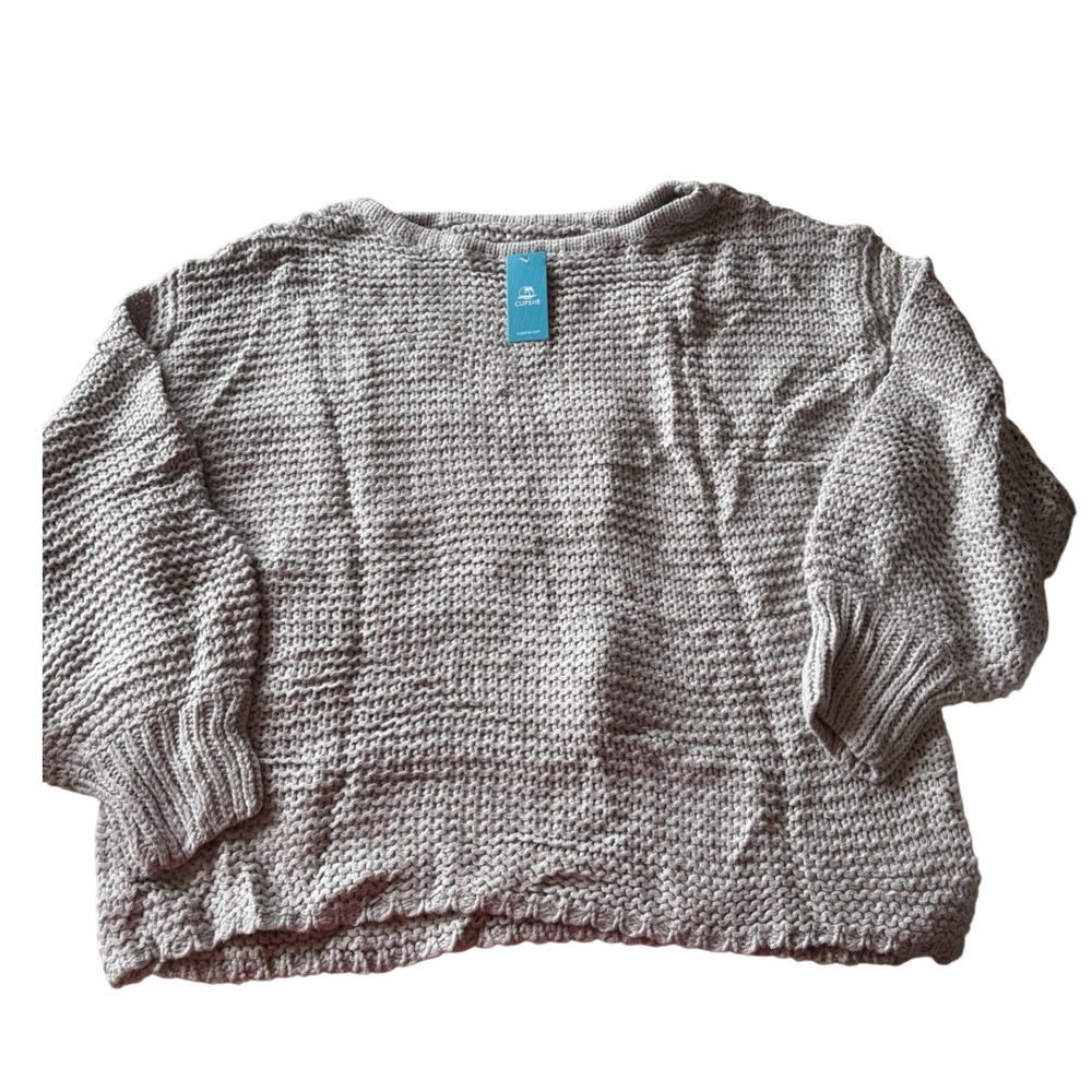 CUPSHE Womens Gray Chunky Waffle Knit Sweater Pullover‎ coverup Size L NWT